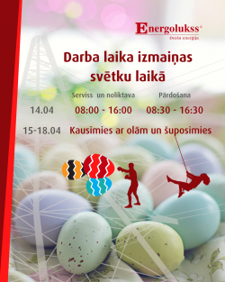 Darba laika izmaiņas Lieldienās