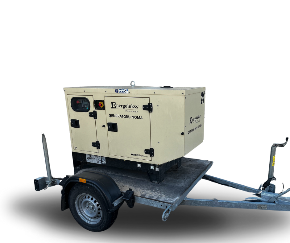 Energolukss nomas ģenerators 15kW uz piekabes